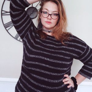 Coldwater Creek Blue & White Striped Sweater